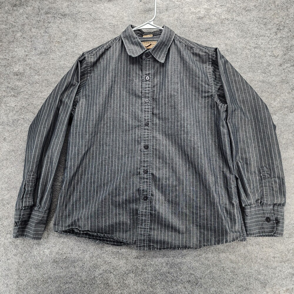 Buckle BKE Contour Shirt Mens Large Button Up Long Sleeve Gray Striped